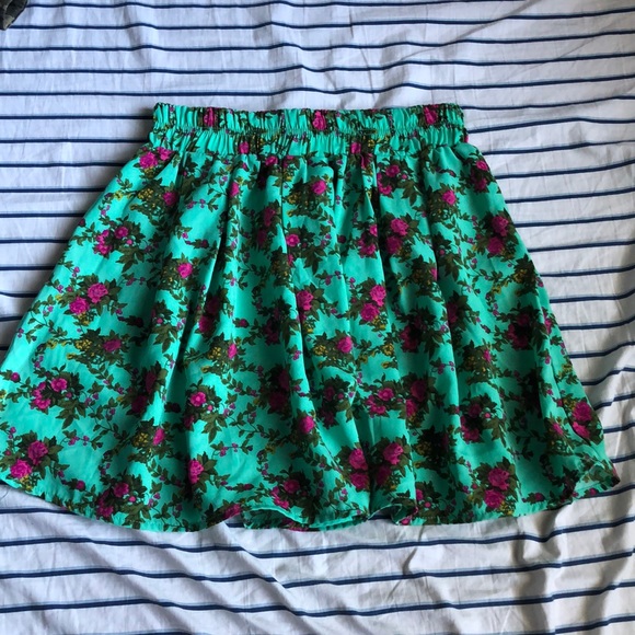 BOGO Teal/turquoise/mint floral skater skirt - Picture 1 of 3